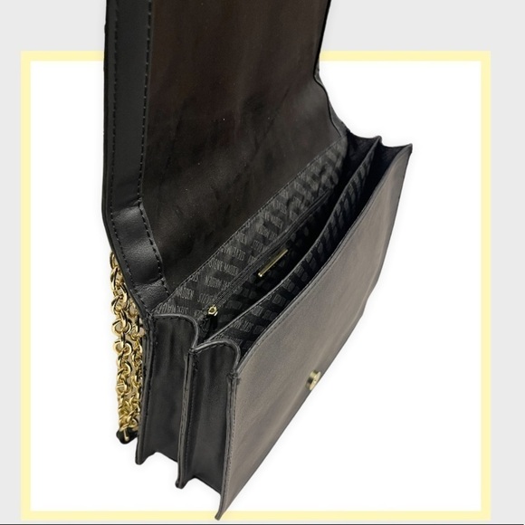 Nwt 🏷 STEVE MADDEN Breah Crossbody Floral Print Black Gold Chain Handbag Purse - Picture 10 of 11